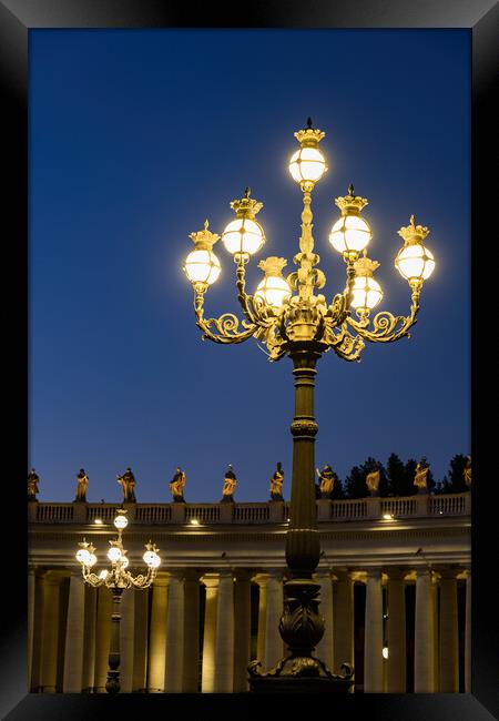 Ornate Lamp On St Peter Square In Vatican Framed Print by Artur Bogacki