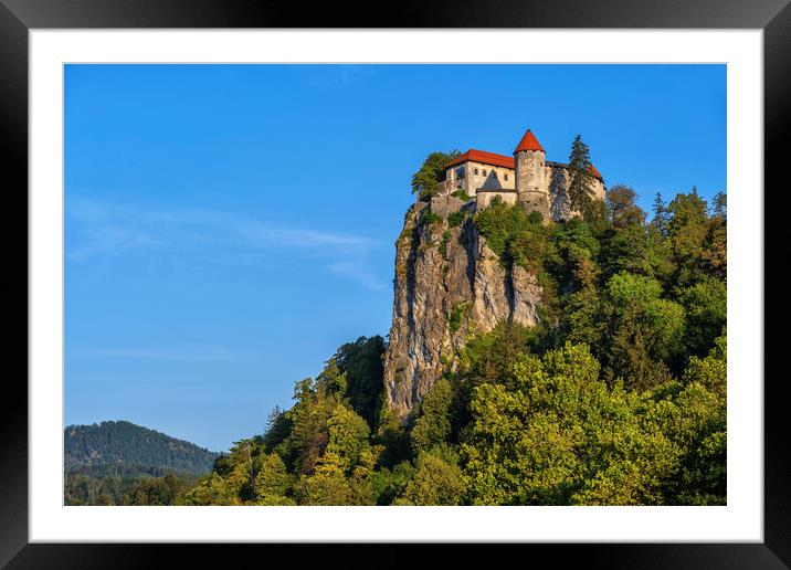 Medieval Bled Castle On Rock Framed Mounted Print by Artur Bogacki