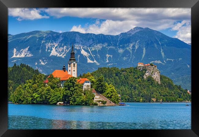 Lake Bled Landscape With Island And Castle Framed Print by Artur Bogacki
