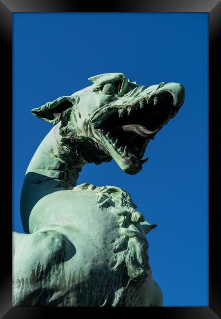 Dragon Statue In Ljubljana Framed Print by Artur Bogacki