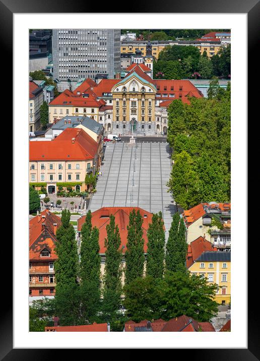 Congress Square In City Of Ljubljana Framed Mounted Print by Artur Bogacki