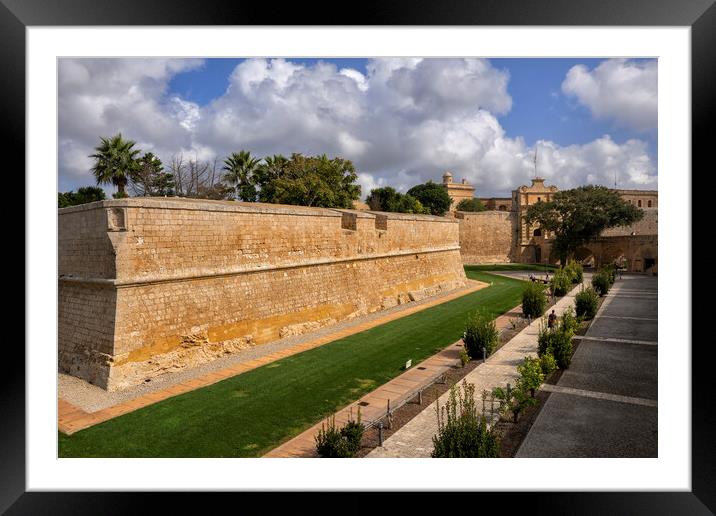 Wall of Silent City of Mdina in Malta Framed Mounted Print by Artur Bogacki