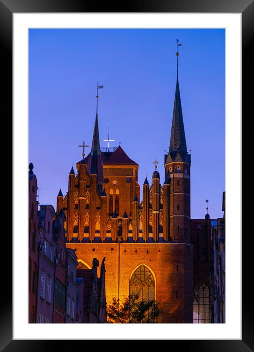 Gothic St Mary Basilica In Gdansk At Dusk Framed Mounted Print by Artur Bogacki