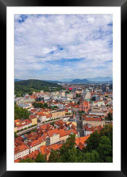 Cityscape of Ljubljana in Slovenia Framed Mounted Print by Artur Bogacki