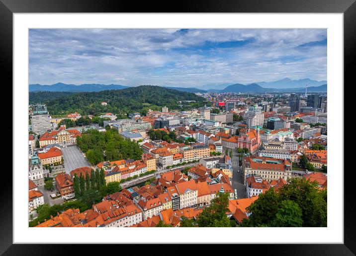 Ljubljana City Cityscape In Slovenia Framed Mounted Print by Artur Bogacki