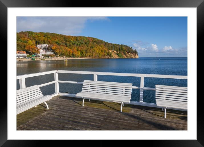 Pier Benches On Baltic Sea In Gdynia Framed Mounted Print by Artur Bogacki