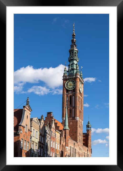 Main Town Hall Tower Of Gdansk In Poland Framed Mounted Print by Artur Bogacki