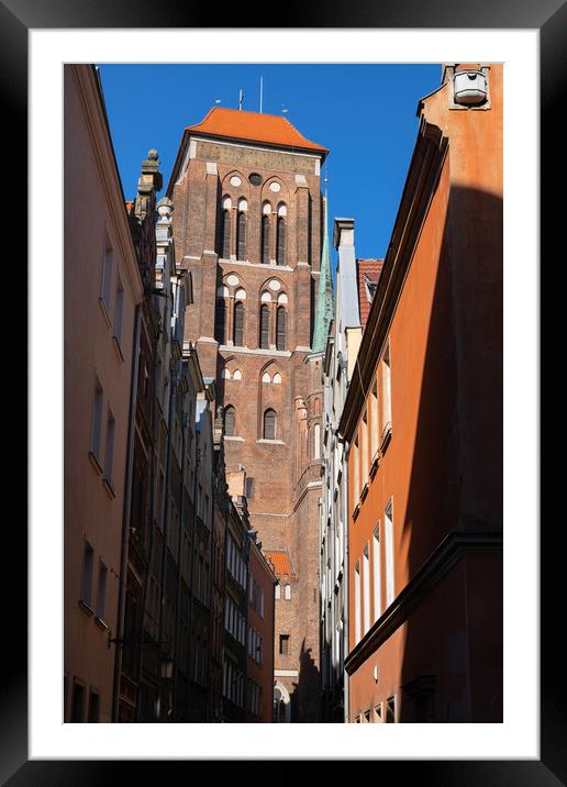 St Mary Church Gothic Tower In Gdansk Framed Mounted Print by Artur Bogacki