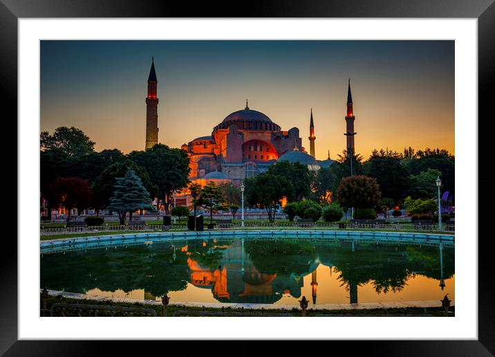 Hagia Sophia at Dawn in Istanbul Framed Mounted Print by Artur Bogacki