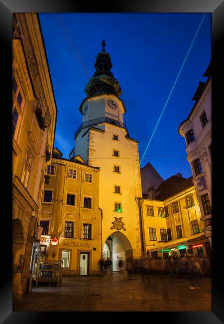 Michael Gate and Tower at Night in Bratislava Framed Print by Artur Bogacki