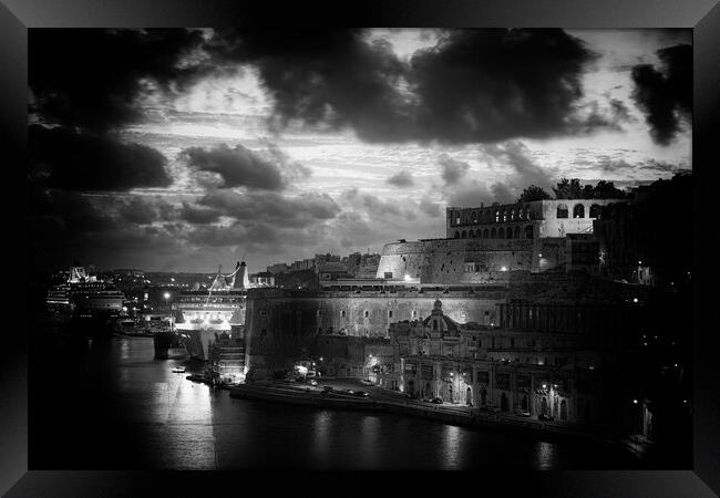 City Of Valletta In Malta At Twilight Framed Print by Artur Bogacki