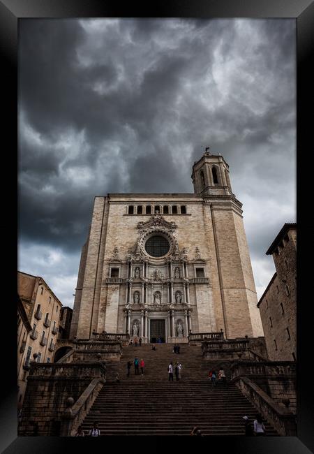 Stormy Sky Above Cathedral of Saint Mary of Girona Framed Print by Artur Bogacki