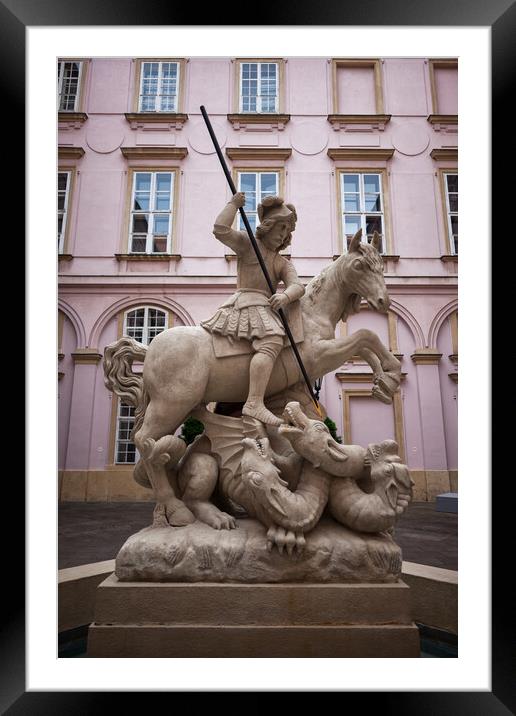 Fountain Of Saint George And The Dragon in Bratislava Framed Mounted Print by Artur Bogacki