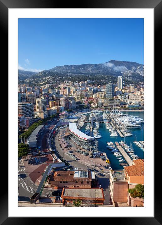 Monaco City Skyline And Port Framed Mounted Print by Artur Bogacki