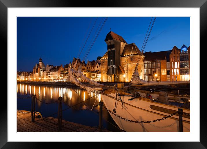 Old Town Skyline of Gdansk City by Night Framed Mounted Print by Artur Bogacki