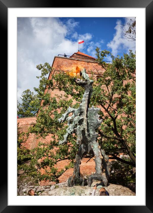 Wawel Dragon Breathing Fire In Krakow Framed Mounted Print by Artur Bogacki