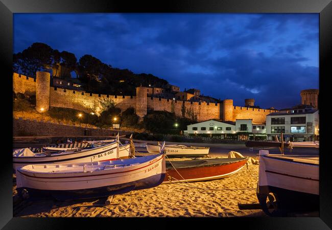 Tossa de Mar at Night on Costa Brava Framed Print by Artur Bogacki