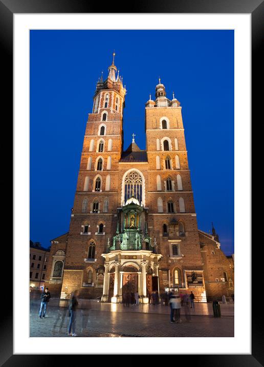 St Mary Basilica at Night in Krakow Framed Mounted Print by Artur Bogacki
