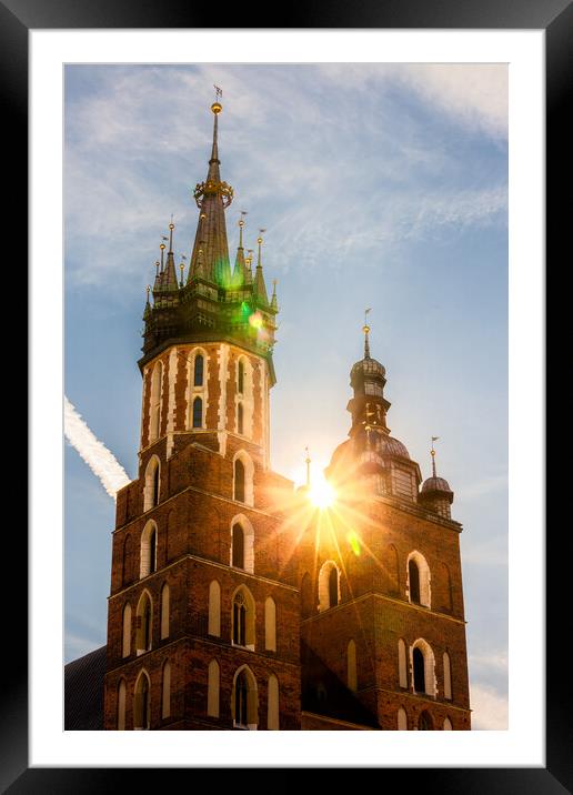 Sun Shining at St Mary Basilica in Krakow Framed Mounted Print by Artur Bogacki