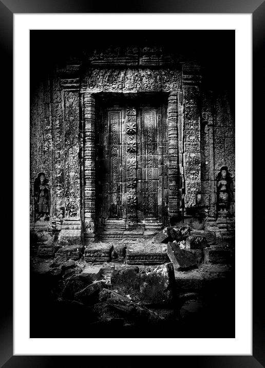 Blind Door In Forgotten Temple Ruins Framed Mounted Print by Artur Bogacki