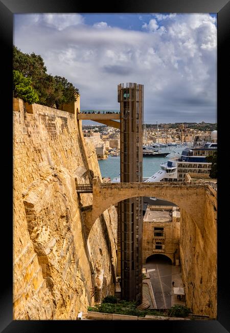 The Barrakka Lift In Valletta Malta Framed Print by Artur Bogacki
