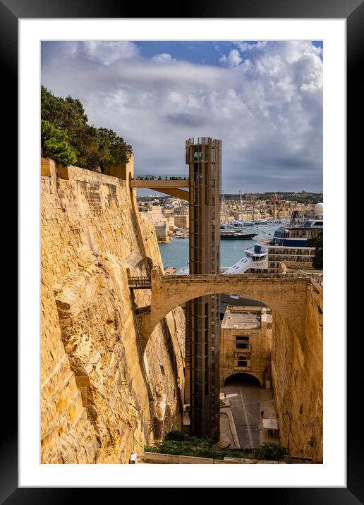 The Barrakka Lift In Valletta Malta Framed Mounted Print by Artur Bogacki
