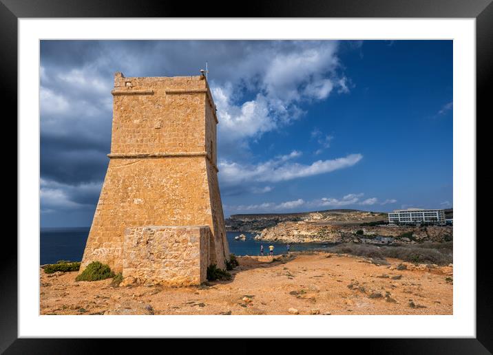 Ghajn Tuffieha Tower in Malta Framed Mounted Print by Artur Bogacki