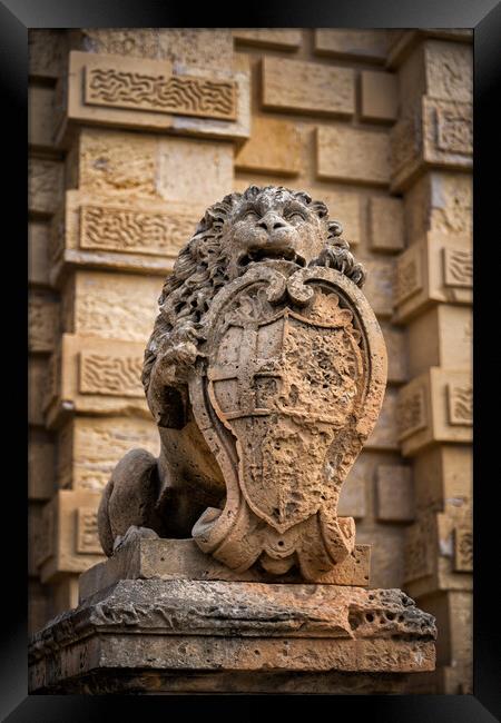 Lion With Coat of Arms at Mdina Gate in Malta Framed Print by Artur Bogacki