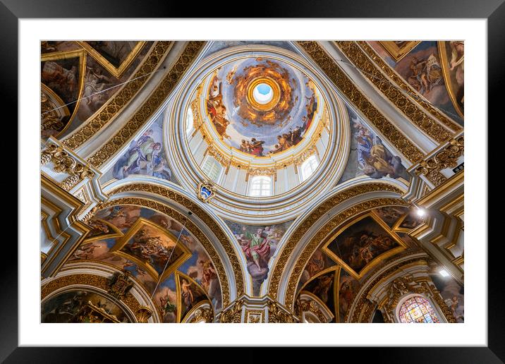 St Paul Cathedral Interior in Mdina, Malta Framed Mounted Print by Artur Bogacki