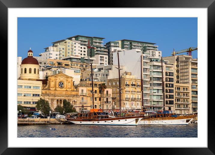 Sliema Town In Malta Framed Mounted Print by Artur Bogacki