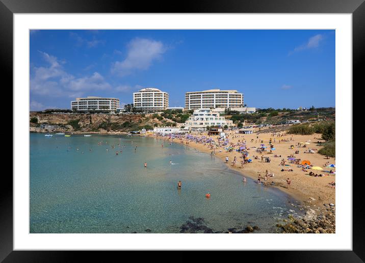 Golden Bay Beach Resort In Malta Framed Mounted Print by Artur Bogacki