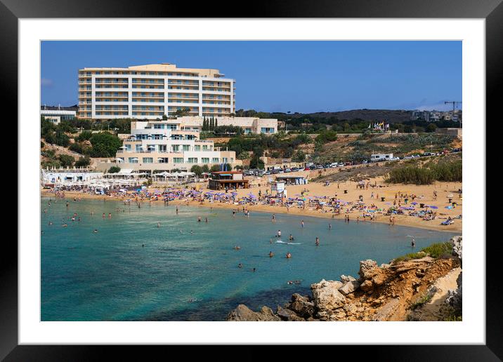 Golden Bay Beach In Malta Framed Mounted Print by Artur Bogacki