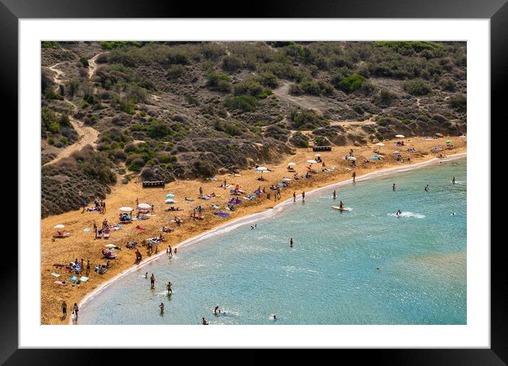 Ghajn Tuffieha Bay And Beach In Malta Framed Mounted Print by Artur Bogacki