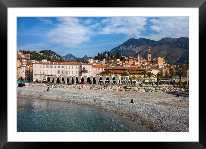 Menton Town In France Framed Mounted Print by Artur Bogacki