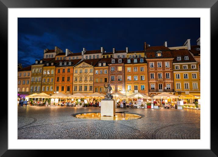 Old Town Market Square At Night In Warsaw Framed Mounted Print by Artur Bogacki