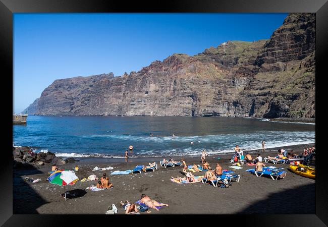 Beach Sea and Cliffs of Los Gigantes in Tenerife Framed Print by Artur Bogacki