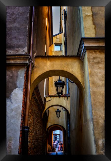 Narrow Passage in Old Town of Warsaw in Poland Framed Print by Artur Bogacki
