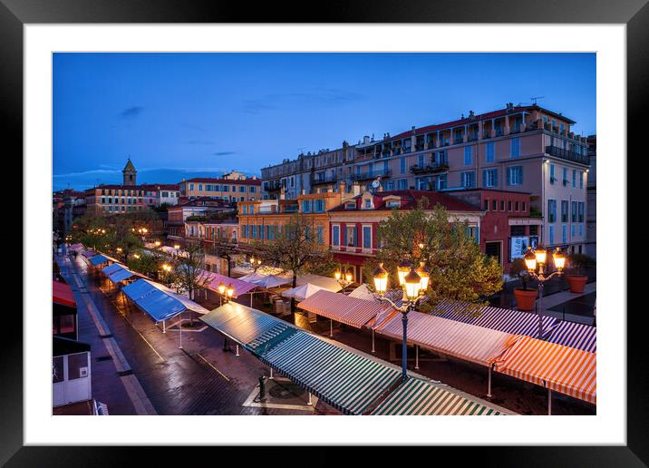 Cours Saleya Market at Dawn in Nice Framed Mounted Print by Artur Bogacki