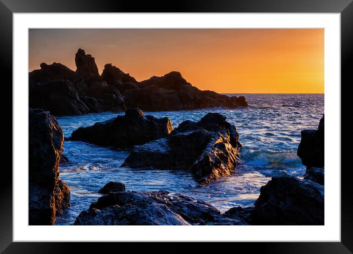 Tenerife Island Rocky Coast At Sunset Framed Mounted Print by Artur Bogacki
