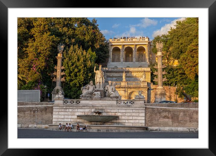 Fontana della Dea Roma in Rome at Sunset Framed Mounted Print by Artur Bogacki