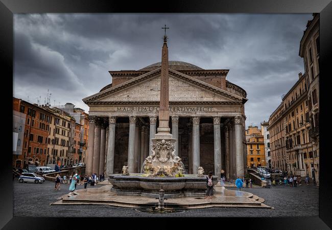 Pantheon and Fountain in City of Rome Framed Print by Artur Bogacki