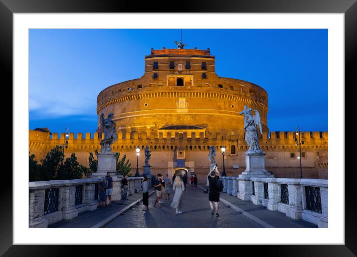 Castel Sant Angelo by Night in Rome Framed Mounted Print by Artur Bogacki