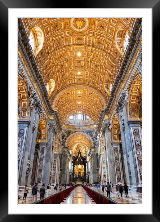 Interior of St Peter Basilica In Vatican Framed Mounted Print by Artur Bogacki