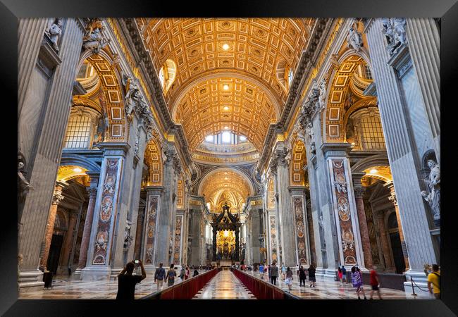 St Peter Basilica Interior In Vatican Framed Print by Artur Bogacki