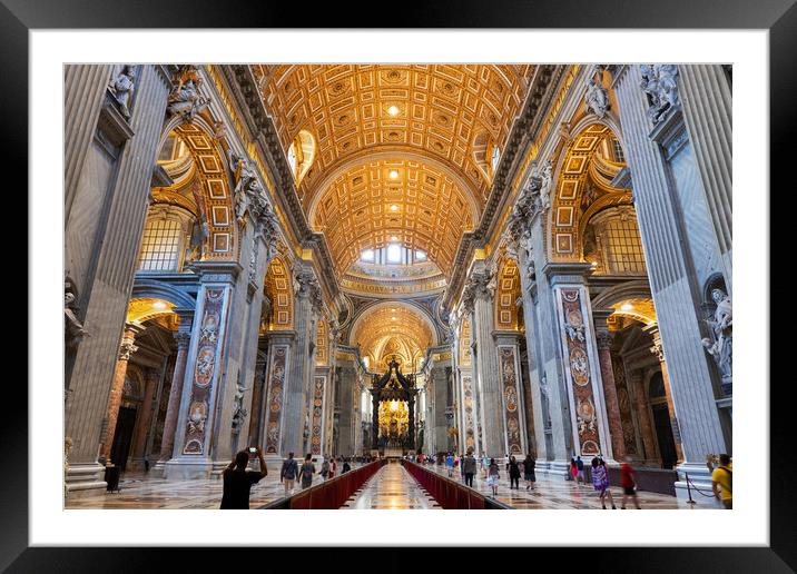 St Peter Basilica Interior In Vatican Framed Mounted Print by Artur Bogacki