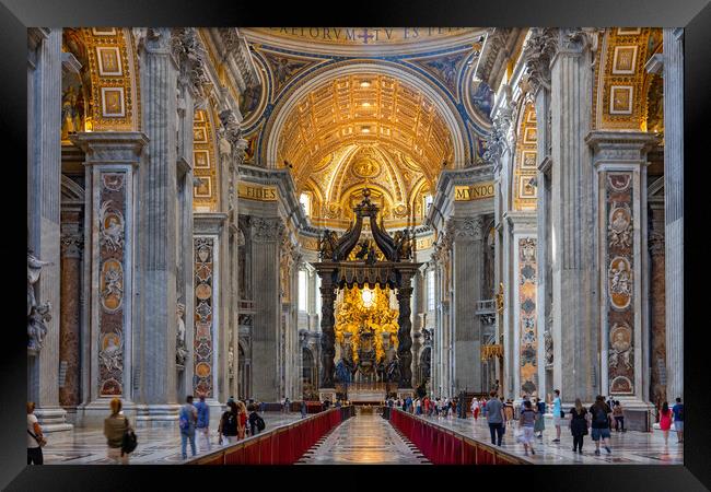 Saint Peter Basilica Interior In Vatican Framed Print by Artur Bogacki