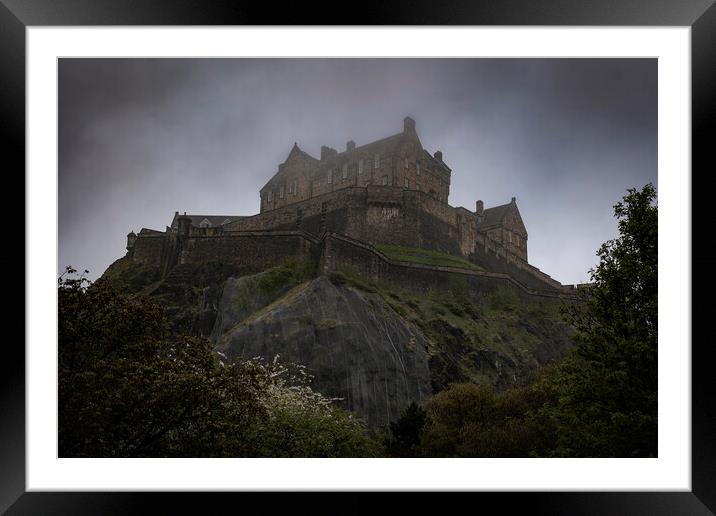 Edinburgh Castle In Clouds Framed Mounted Print by Artur Bogacki