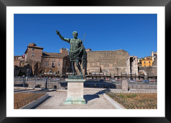 Roman Emperor Caesar Augustus Statue In Rome Framed Mounted Print by Artur Bogacki