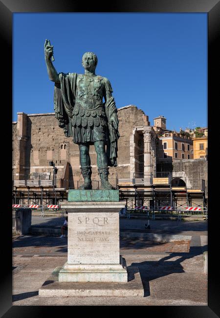 Roman Emperor Nerva Statue In Rome Framed Print by Artur Bogacki