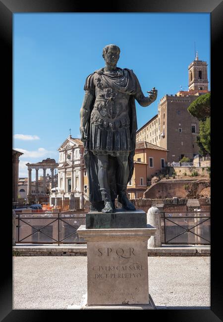 Emperor Julius Caesar Statue in Rome Framed Print by Artur Bogacki